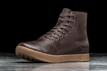 Nobull High-Top Leather Men's Trainers Brown | Australia (AL3941)